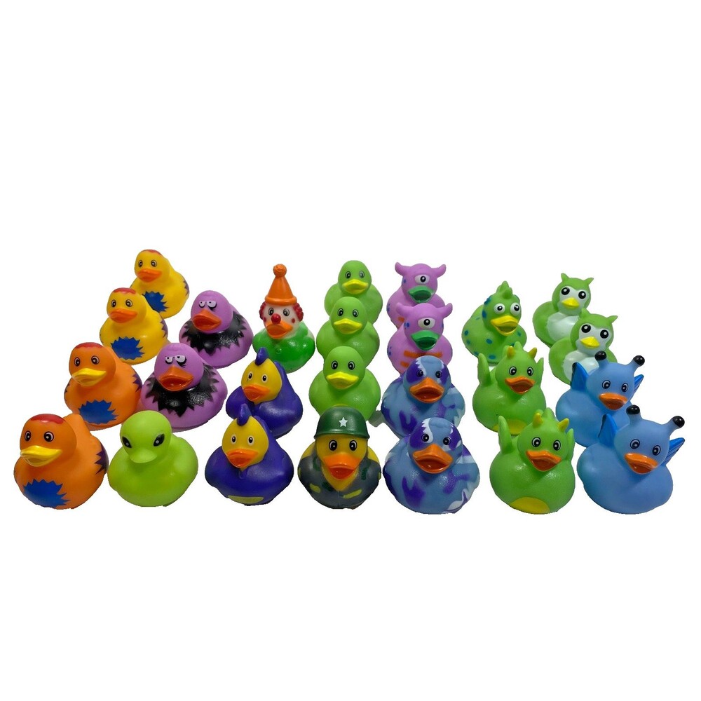 25 Fun Rubber Duckies Lot~Bath Toys~Baby Shower~Party Favors~Gifts~Duck Jeep NEW